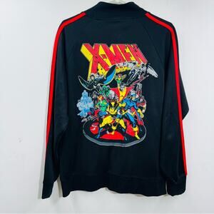 Marvel X-Men Zip Up Track Jacket Mens Superhero Graphic Black‎ Y2K Size L